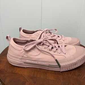 Skechers New Moon Total Eclipse Pink Lace-up Canvas Sneakers Women's Size 8